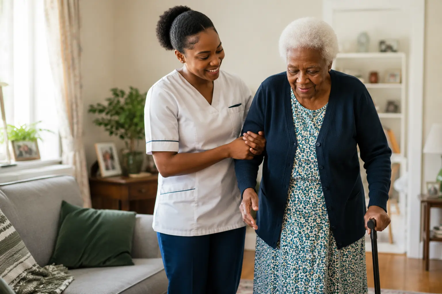 A carer supporting someone with daily life at home
