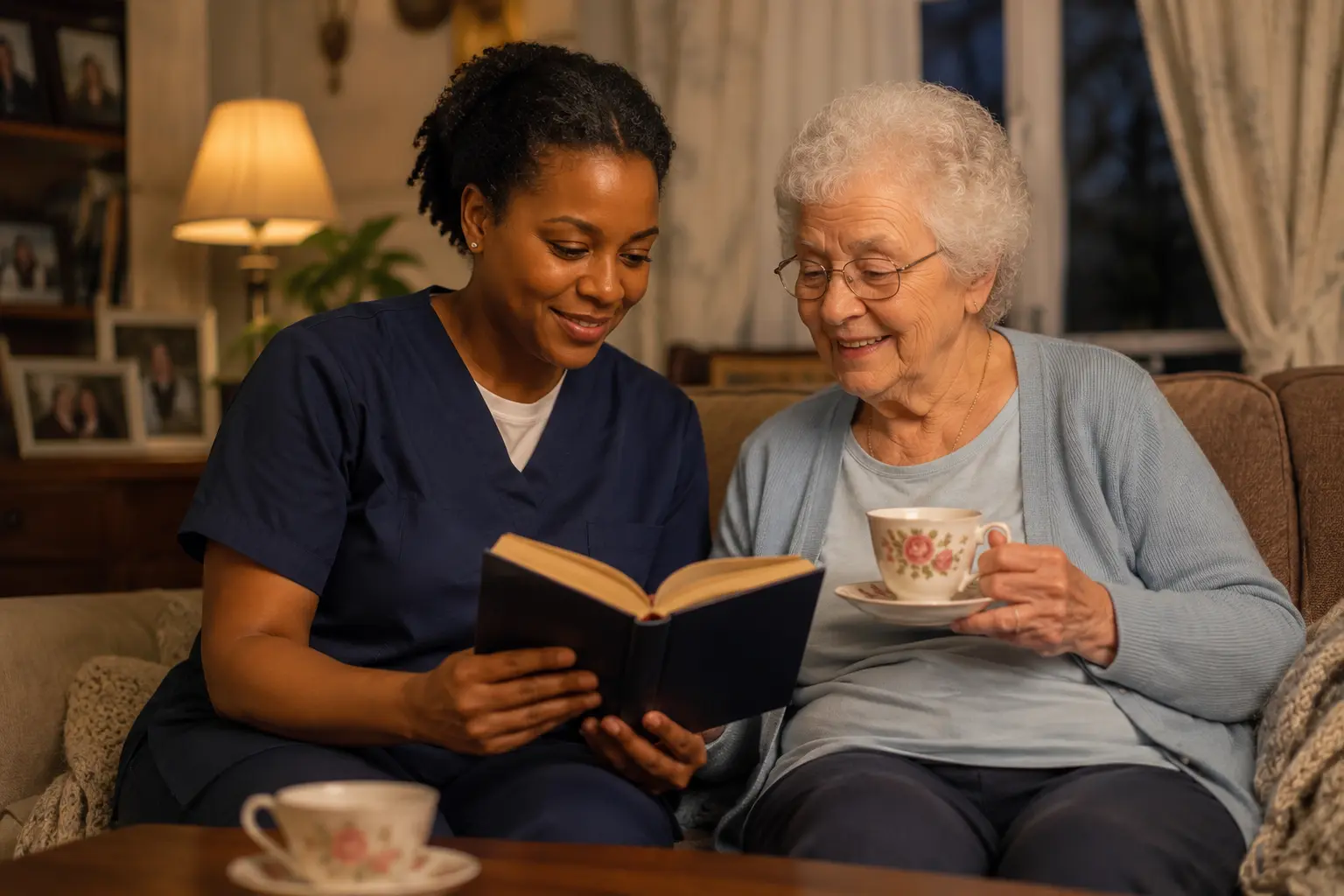A live-in carer spending time with the person they support